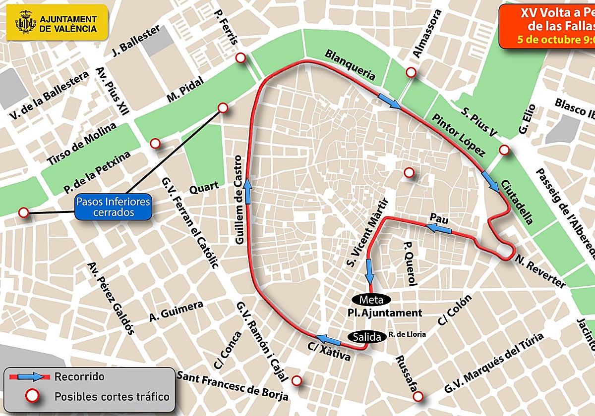 Imagen del plano de la Volta a Peu de las Fallas