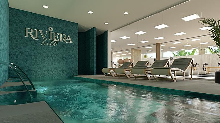 Infografía de la zona de spa que tendrá la promoción de Rosmarino en Mijas