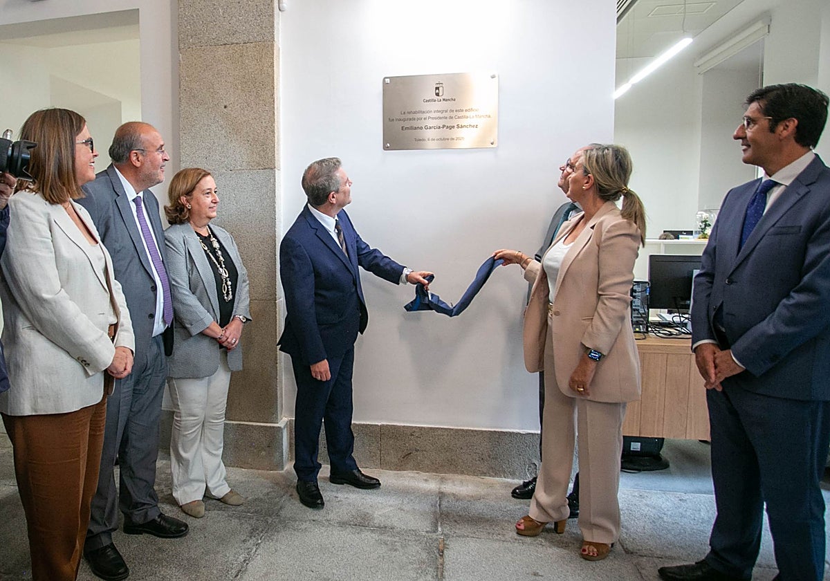 Emiliano García-Page, Concepción Cedillo y Milagros Tolón, en la inauguración de las obras del 'Nuncio' este lunes en Toledo