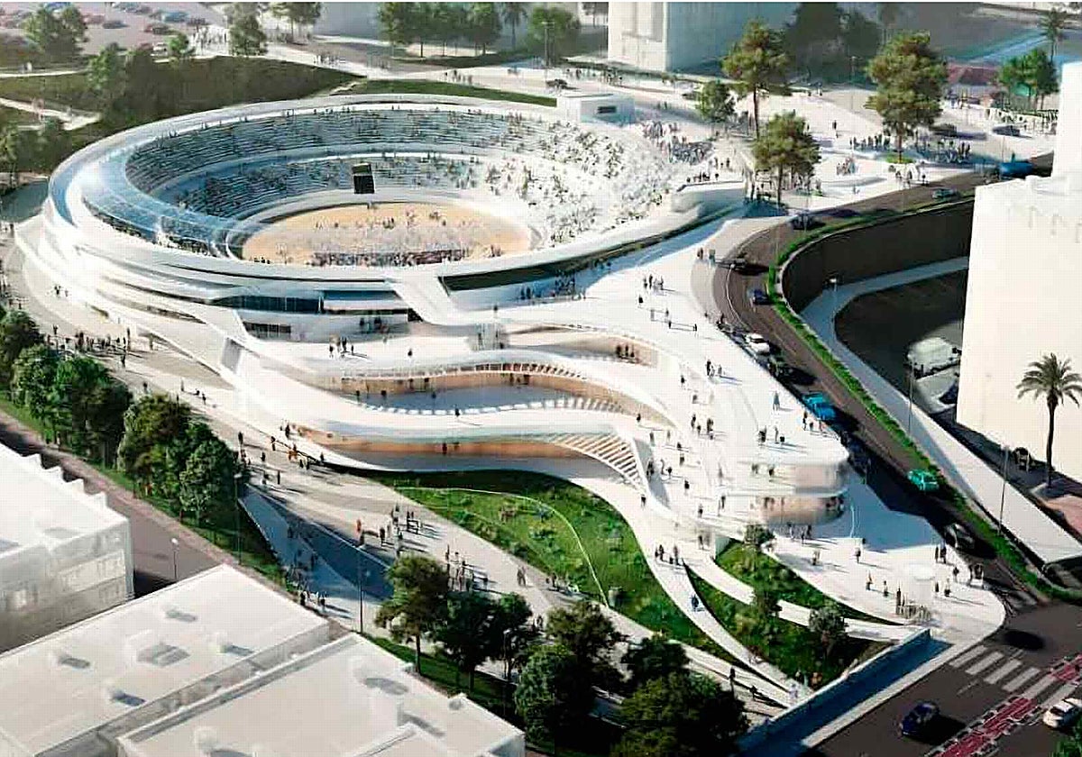 Recreación virtual de cómo quedará el nuevo complejo triple tras la transformación de la plaza de toros de Benidorm