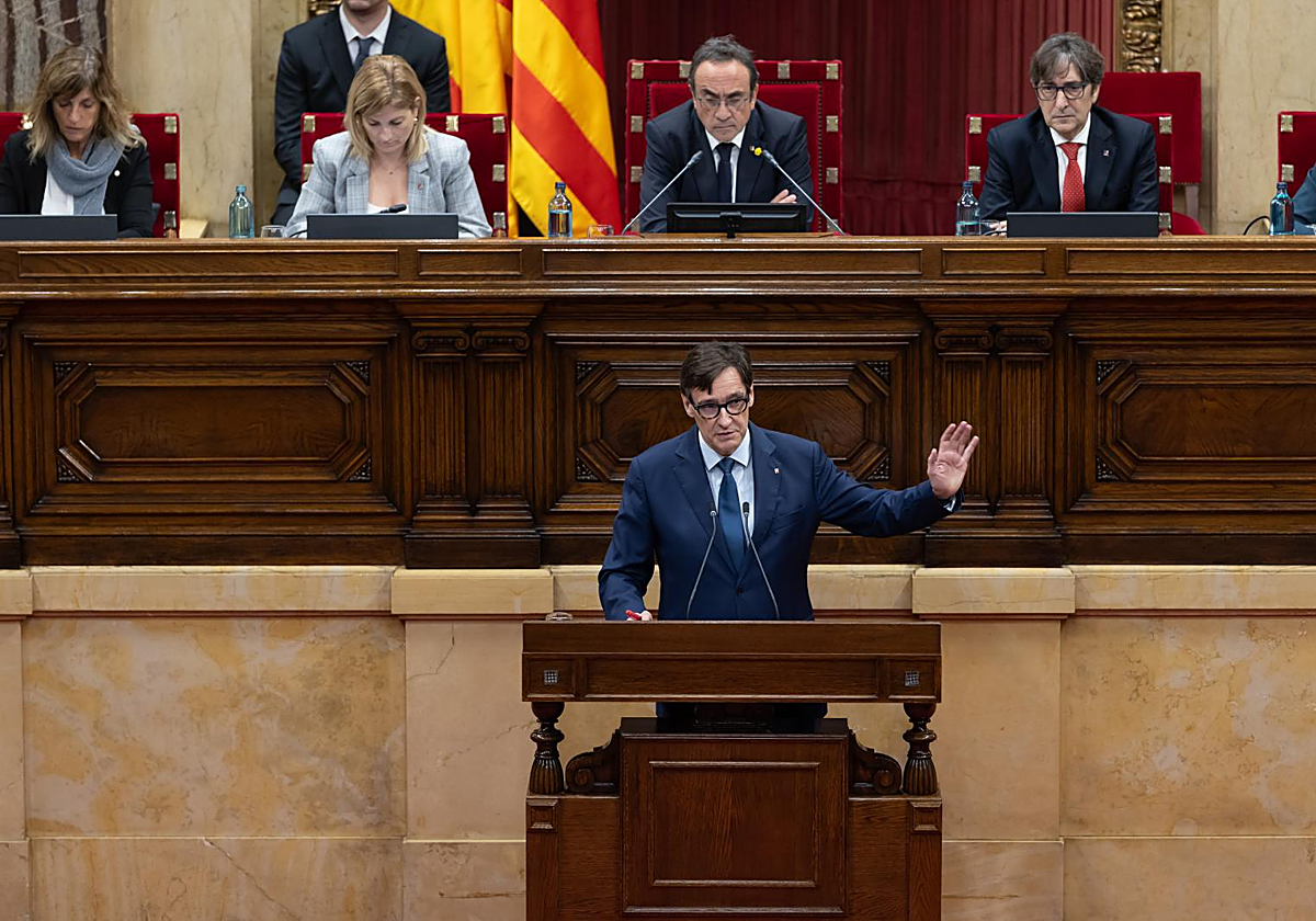 Salvador Illa, presidente de la Generalitat de Cataluña, este miércoles en el Parlament