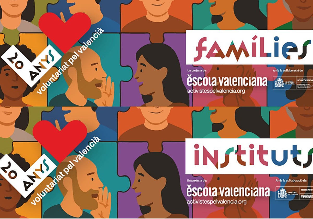 Carteles de la campaña de voluntarios y activistas por el valenciano en los institutos de Escola Valenciana