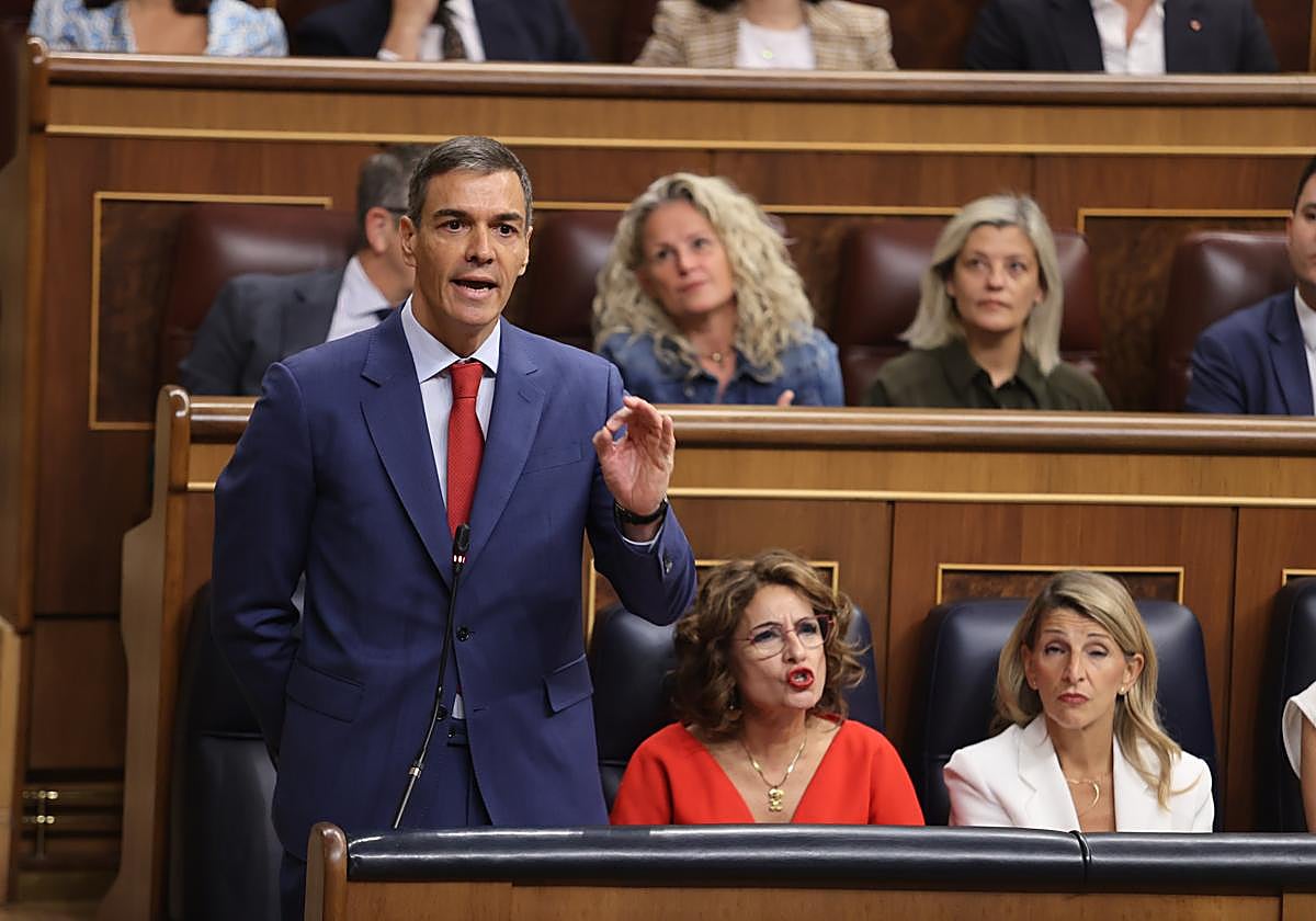 El presidente del Gobierno, Pedro Sánchez, en el Congreso de los Diputados.