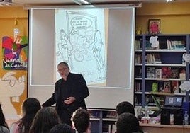 JM Nieto desvela los secretos del humor gráfico a los alumnos del IES Reina Juana I de Castilla en Tordesillas