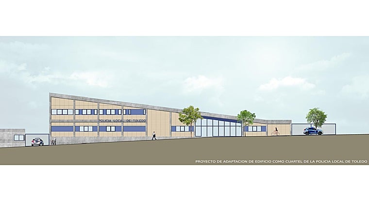 Proyecto del nuevo cuartel, adaptado al edificio inacabado de la Casa de la Juventud en la calle Dinamarca