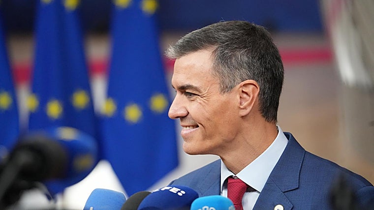 Sánchez, este jueves, a su llegada al Consejo Europeo en Bruselas