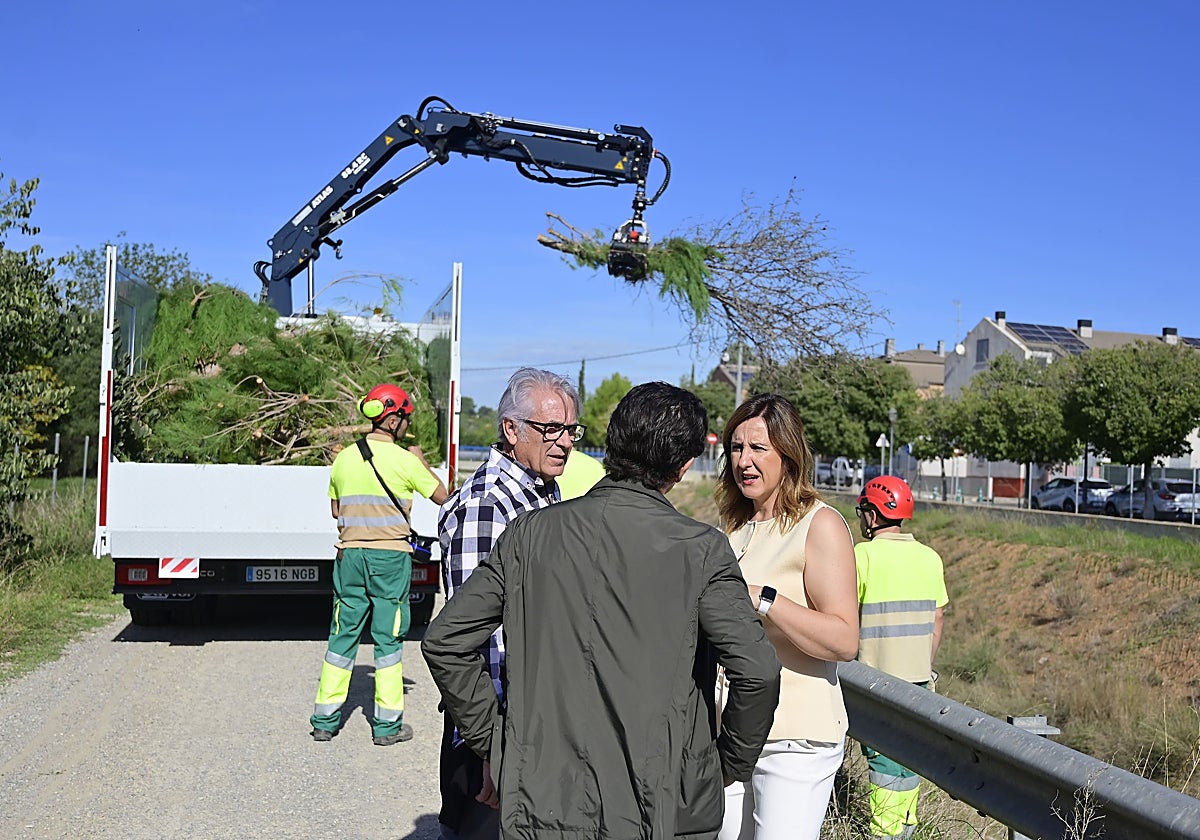Imagen de la alcaldesa de Valencia, María José Catalá, en los trabajos de limpieza del barranco del Palmaret