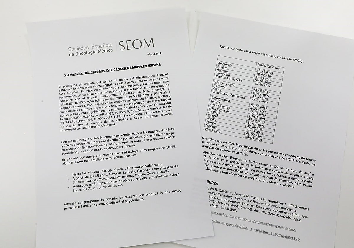 El documento emitido por la Sociedad Española de Oncología Médica (SEOM) en 2024