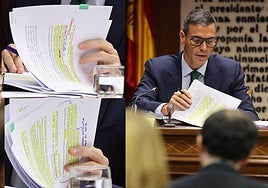 Las notas de Sánchez en el Senado: llevaba preparada la respuesta sobre el 'caso Begoña'