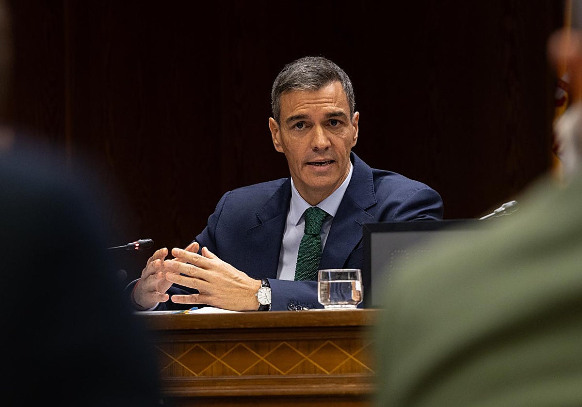 El presidente del Gobierno, Pedro Sánchez, durante su comparecencia en el Senado