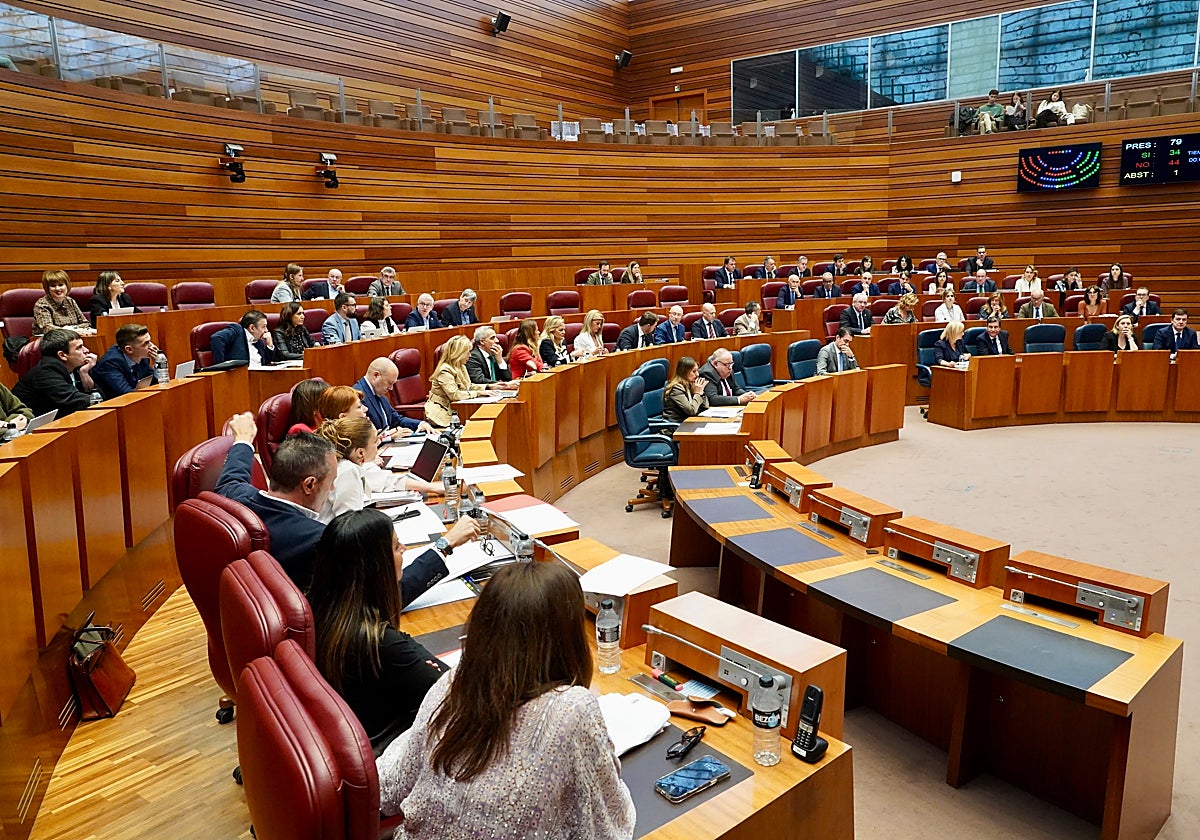 Imagen del hemiciclo en uno de los últimos plenos de las Cortes de Castilla y León