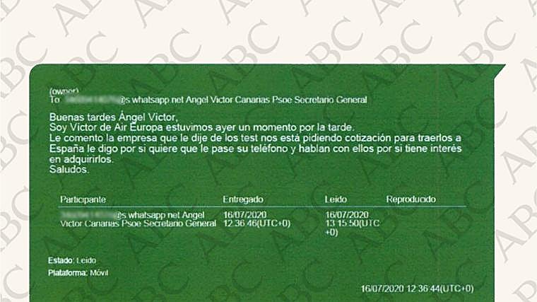 Mensaje recogido por la UCO