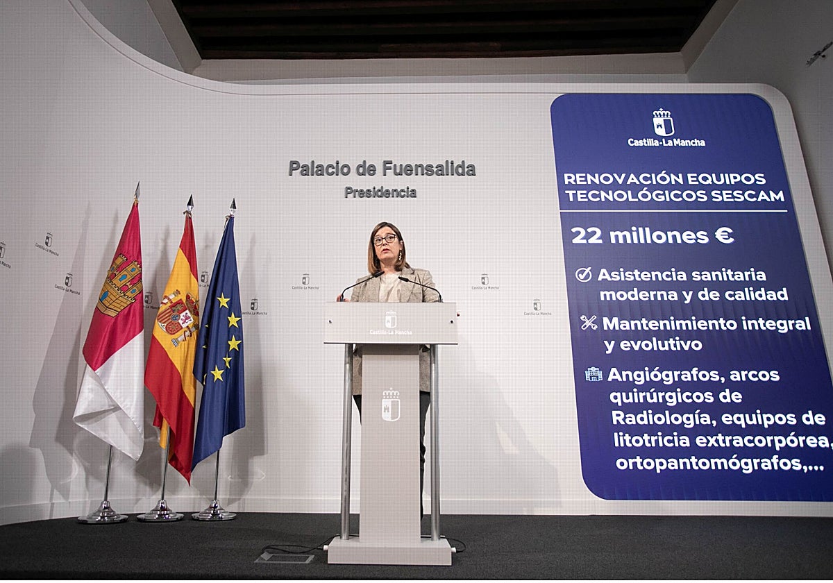 La consejera Portavoz, Esther Padilla, este miércoles en el Palacio de Fuensalida