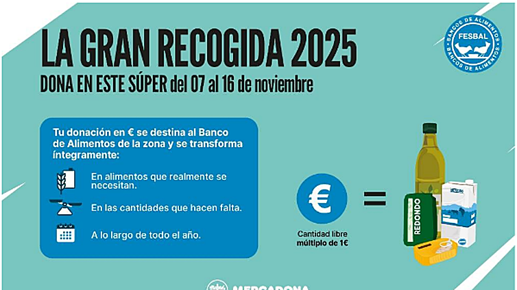 Mercadona se suma un año más a la Gran Recogida de Alimentos de Fesbal