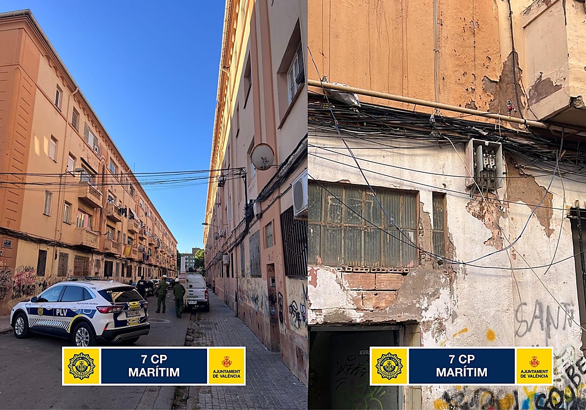 Imagen de una actuación policial en el barrio de las Casitas Rosas de Valencia