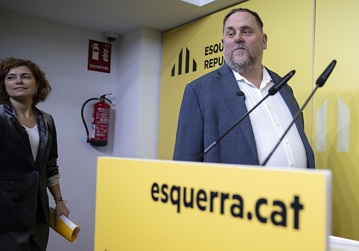 Junqueras, en una comparecencia en la sede de su partido