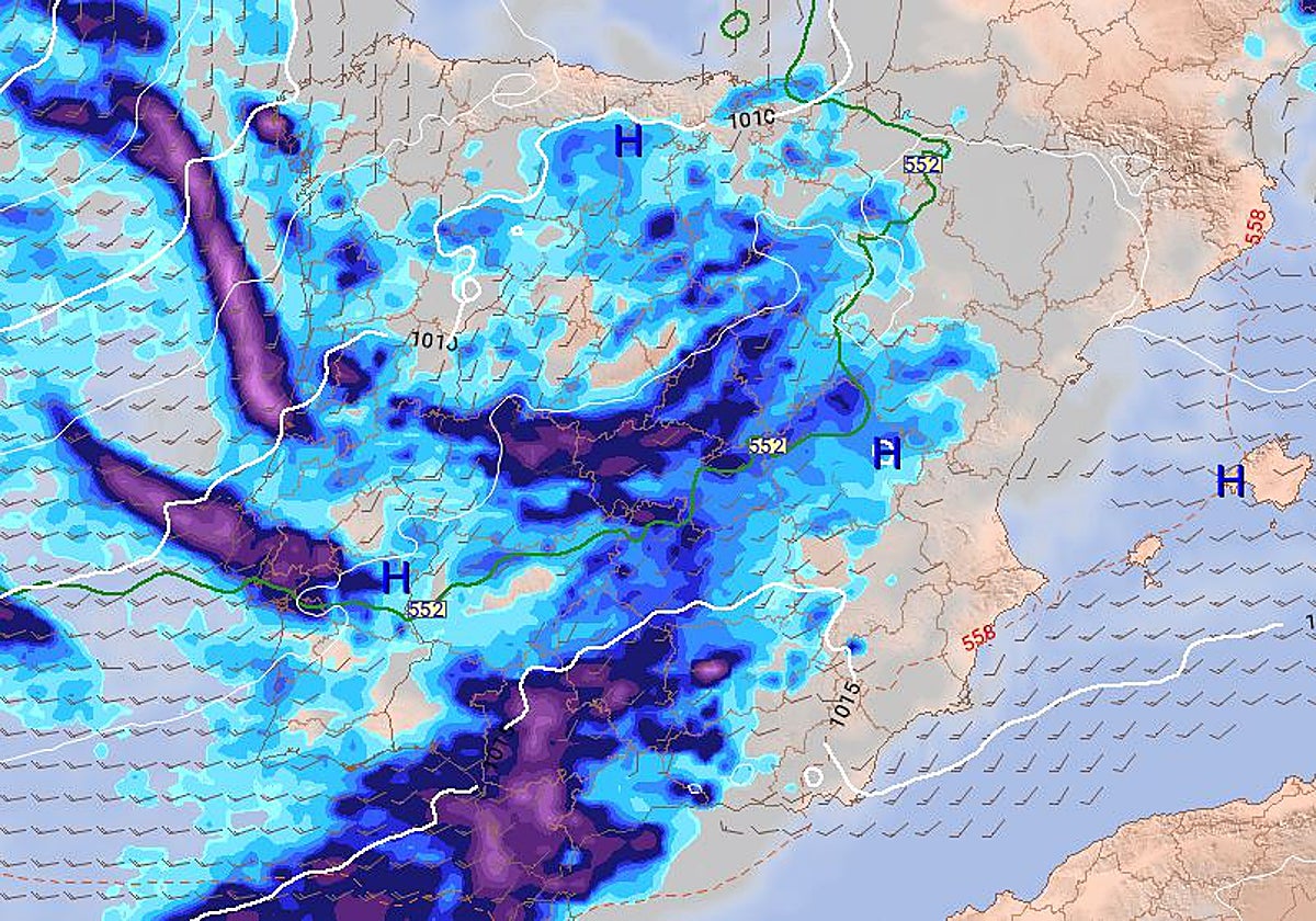 Mapa con la previsión del tiempo