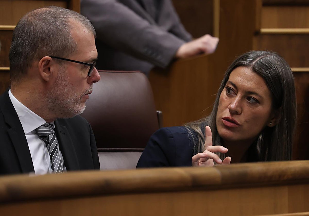 Nogueras y Cruset, ayer, en el pleno del Congreso
