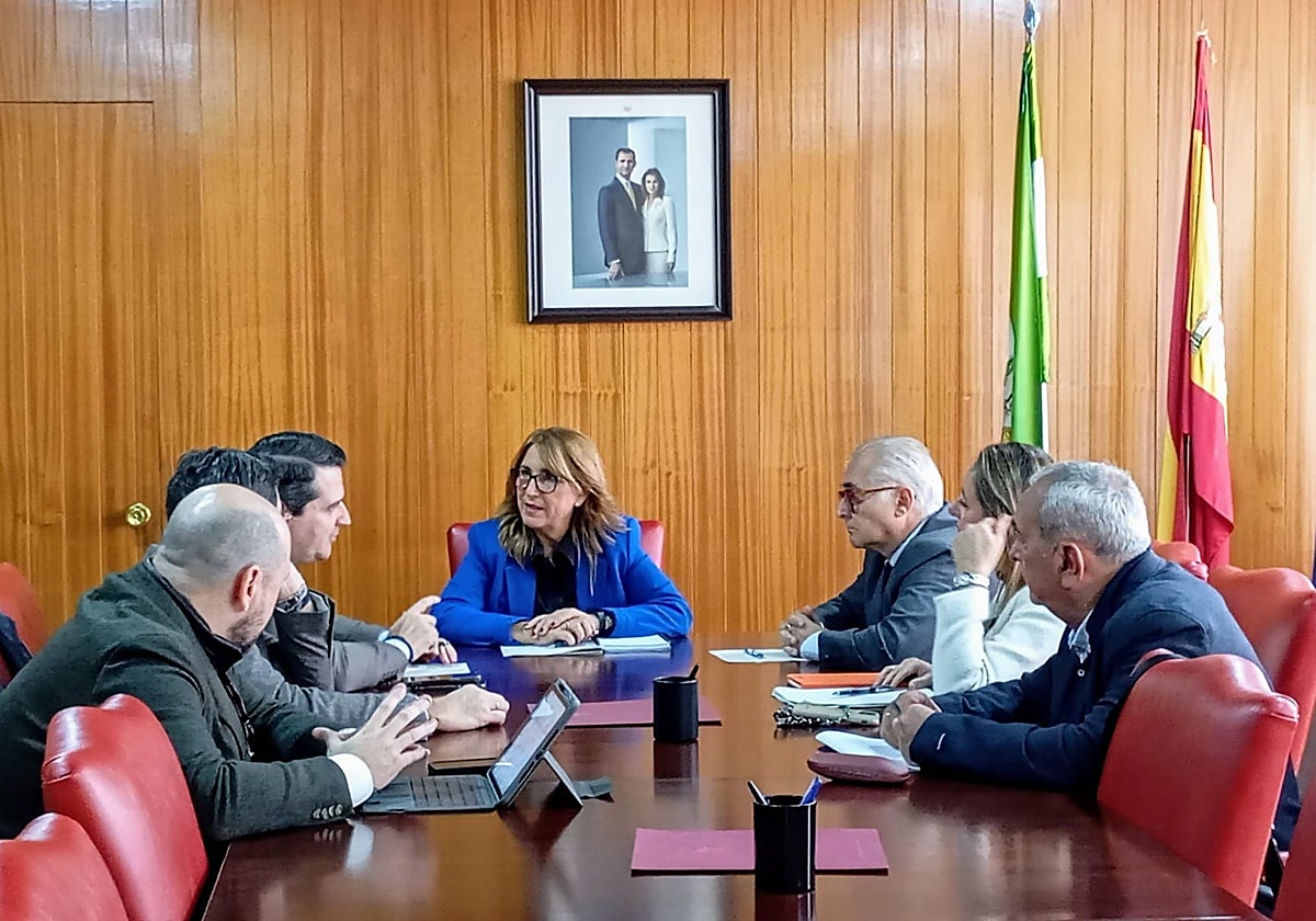 El alcalde, la subdelegada y el entonces presidente de la CHG, en la reunión de hace un año