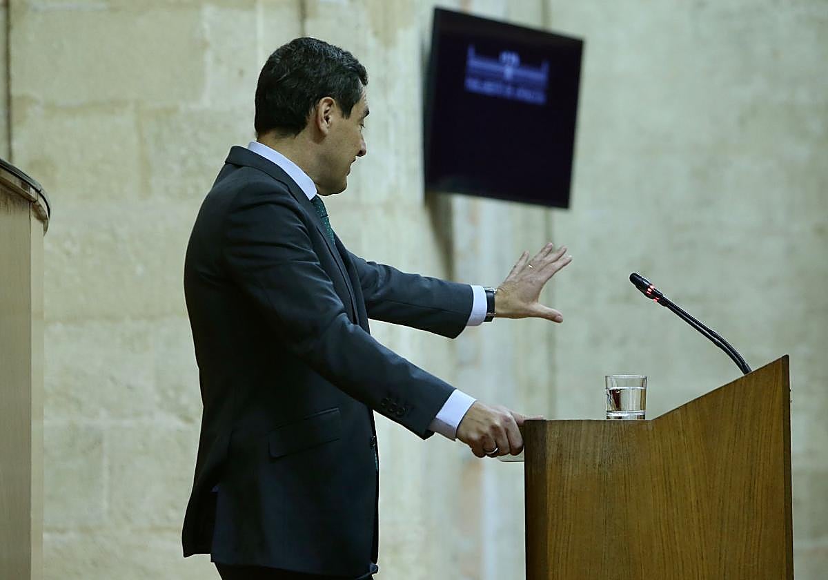 Juanma Moreno durante su intervención final