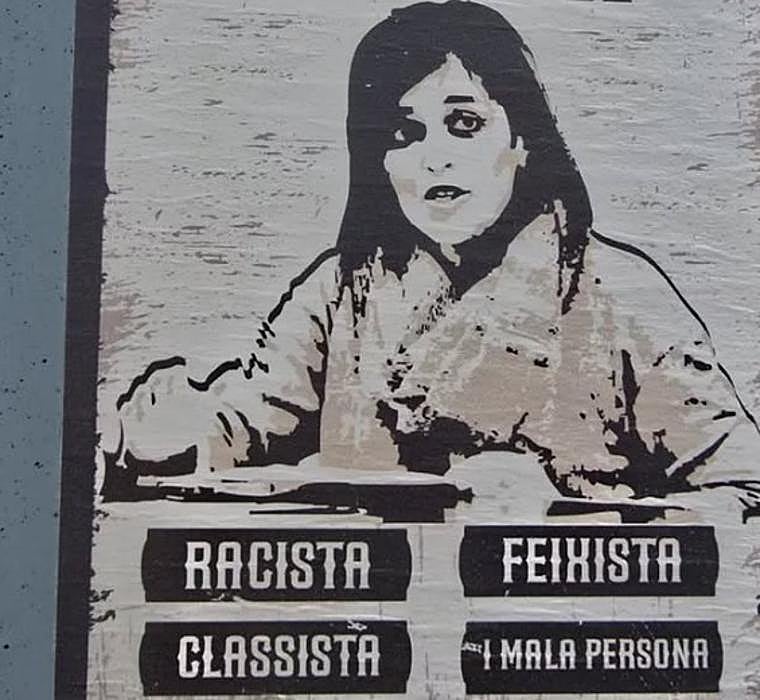 A poster in which Catalan politics is described as 