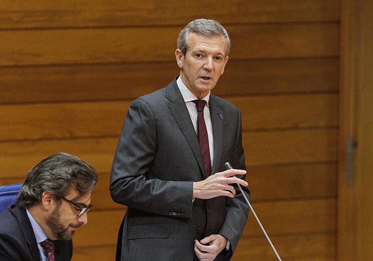 El presidente de la Xunta, Alfonso Rueda, este miércoles en el Parlamento gallego