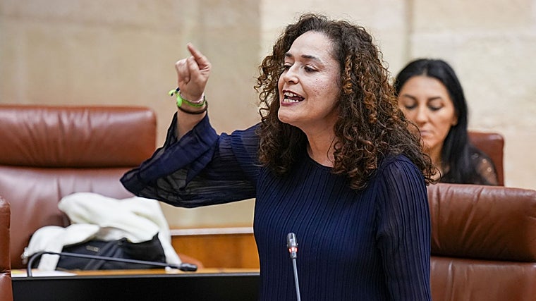 Inmaculada Nieto durante su pregunta al presidente de la Junta