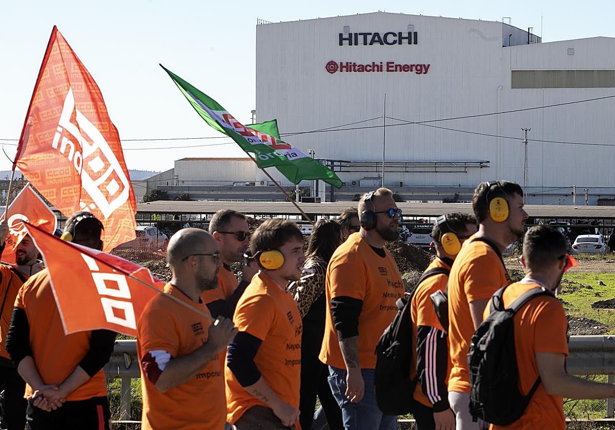 Imagen de una de las protestas de los trabajadores de Hitachi