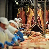 Sala de despiece en un matadero en Córdoba