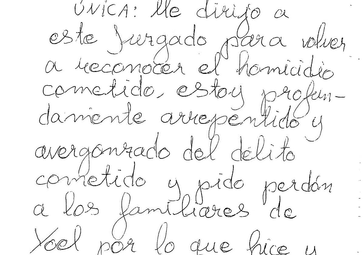 Extracto de la carta enviada por José Luis Franco al juzgado