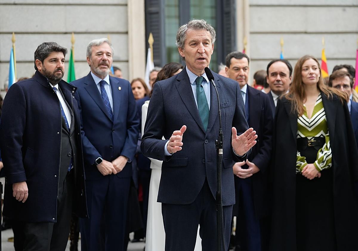 Feijóo, en sus declaraciones antes del acto en el Congreso