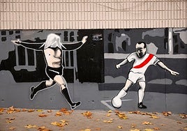 La celebración del 'Tamudazo' decora el estadio del Rayo en Vallecas