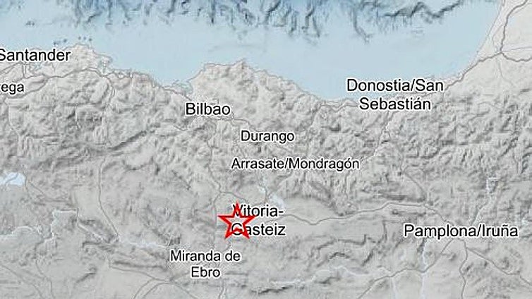 Registrado un terremoto de magnitud 4 con epicentro en Iruña de Oka (Álava)