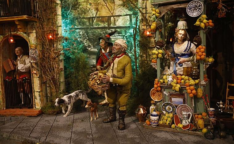 Imagen principal - Escenas del belén napolitano, del belén de la Diputación y del municipal