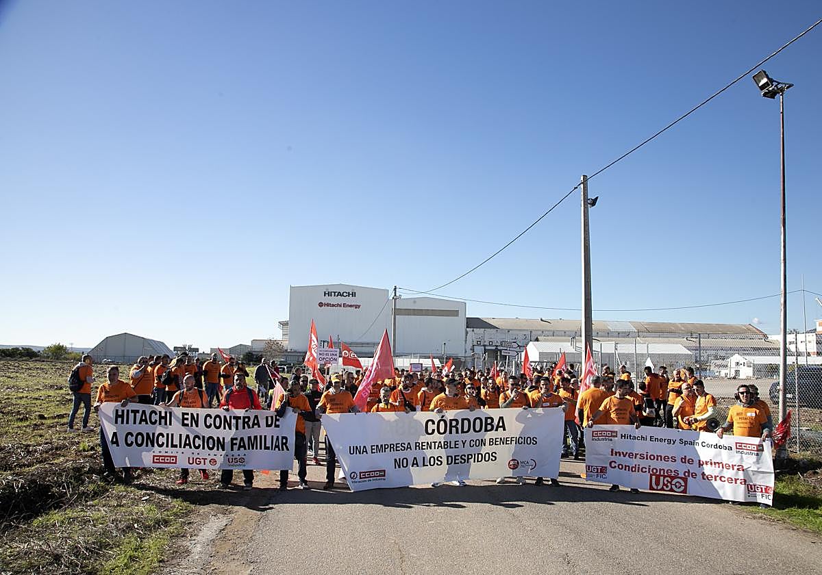 Manifestación de los trabajadores de Hitachi