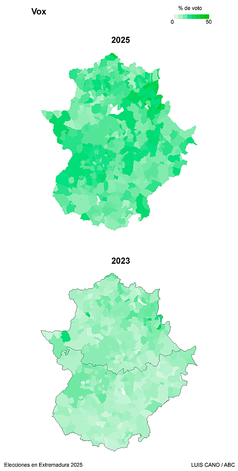 Onde PP e Vox roubaram votos do PSOE nas eleições da Extremadura