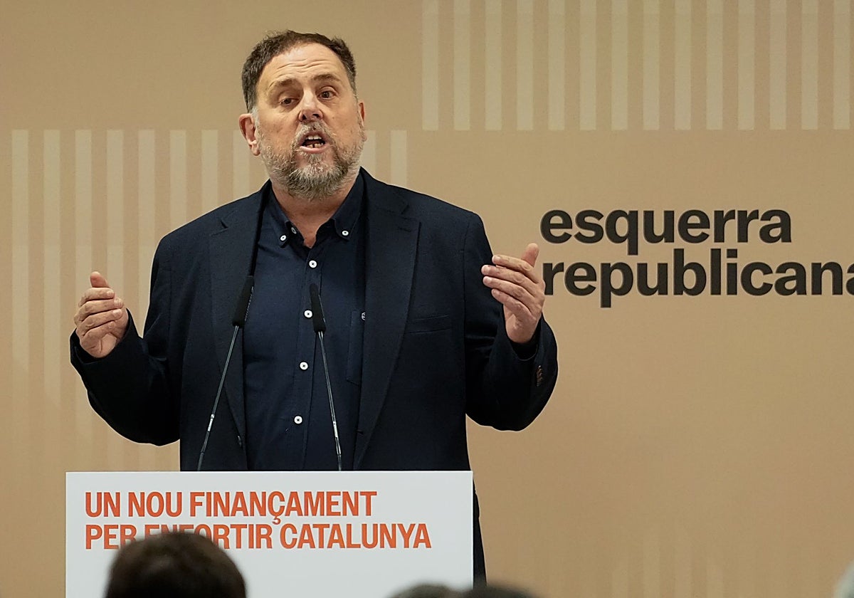 Oriol Junqueras, presidente de ERC, hoy, durante el consell nacional