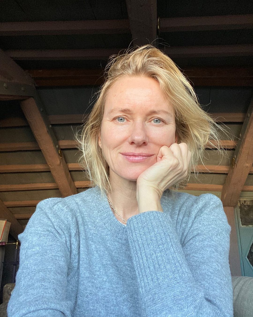 Naomi Watts sin maquillaje, demostrando que la belleza no tiene edad.