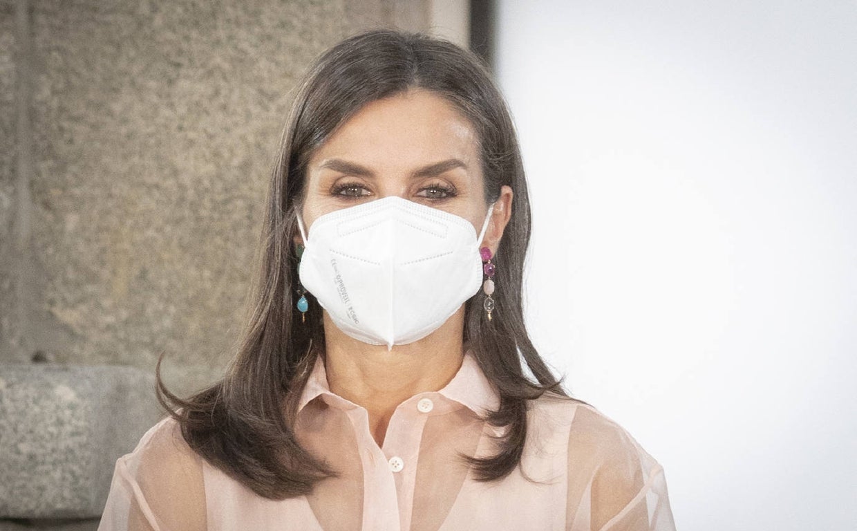 Doña Letizia con vestido rosa transparente en la entrega de los Premios Nacionesl de Cultura.