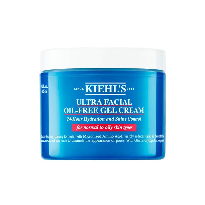 Ultra Facial Oil-Free Gel Cream de Kiehl's (30,50 €). Gel-crema facial hidratante y matificante con efecto refrescante. Equilibra la hidratación de la piel y regula el exceso de sebo para limitar la aparición de brillos. No comedogénica, se absorbe rápidamente.