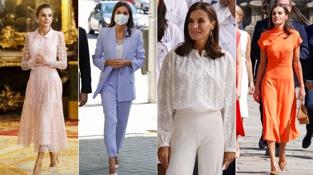 Doña Letizia con looks de distintas tonalidades