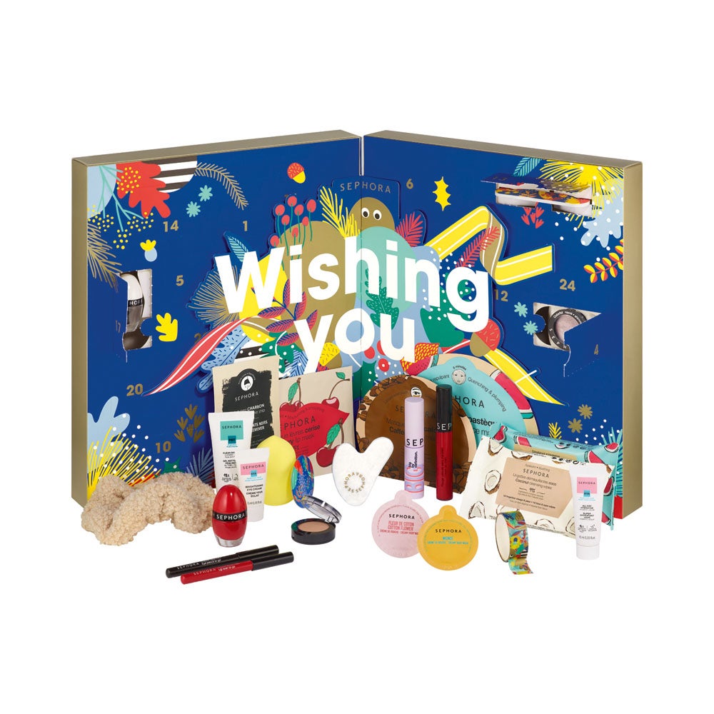 Calendario de adviento Wishing You de Sephora Collection (44,99 €, solo en Sephora). 24 mini tallas de top ventas de maquillaje, baño, cuidado de la piel, etc.