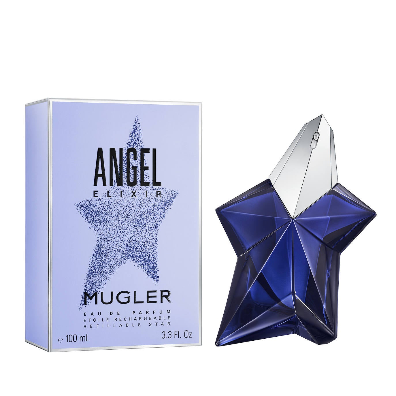 Angel Elixir Eau de Parfum de Mugler (120 €, 50 ml). 30 años después del lanzamiento del Angel original, Mugler vuelve con un nuevo estallido olfativo. Este perfume explora una visión diferente con una combinación surrealista de notas, lo que da como resultado una característica fragancia exquisita, floral y amaderada. Una fragancia con fuerte personalidad, seductora, fascinante y valiente.
