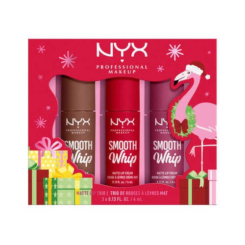 Set de labiales Smooth Whip Trio de Nyx Cosmetics (19,50 euros). Incluye tres labiales en los tonos cherry créme, memory foam y onesie funsie.