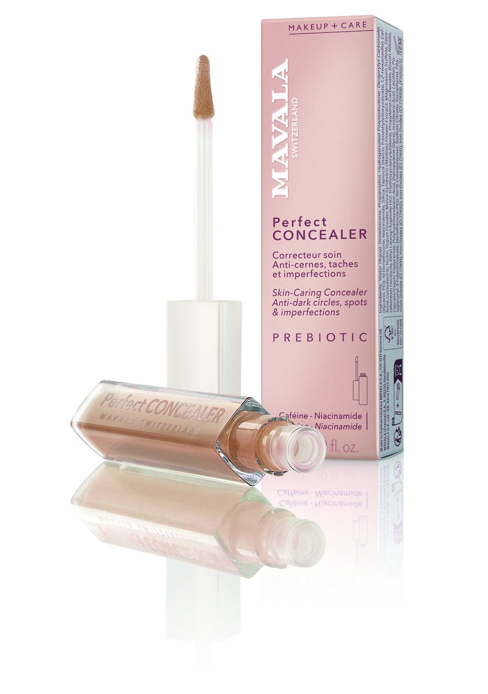 Perfect Concealer de Mavala (22,25 euros). Este producto no solo corrige imperfecciones como manchas, rojeces, marcas y granitos, sino que también reduce las ojeras, calma e hidrata la delicada piel del contorno de los ojos. ¿Su secreto? ¡El poder de dos sérums en uno! Lleno de ingredientes activos que miman la piel, Perfect Concealer ofrece una cobertura duradera tan natural como una segunda piel. Disponible en tres tonos (claro, medio e intenso).