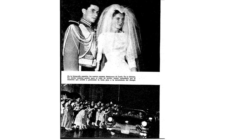 Imagen principal - Páginas de la crónica de la boda de 1961 publicada por Blanco y Negro