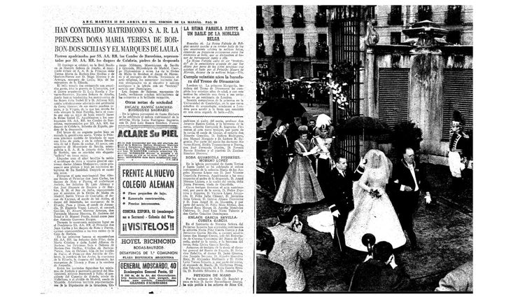 Páginas de la crónica de la boda de 1961 publicada por Blanco y Negro