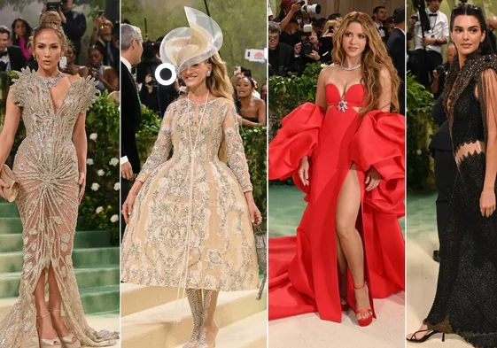 Jennifer Lopez, Sarah Jessica Parker, Shakira y Kendall Kenner en la gala Met 2024.