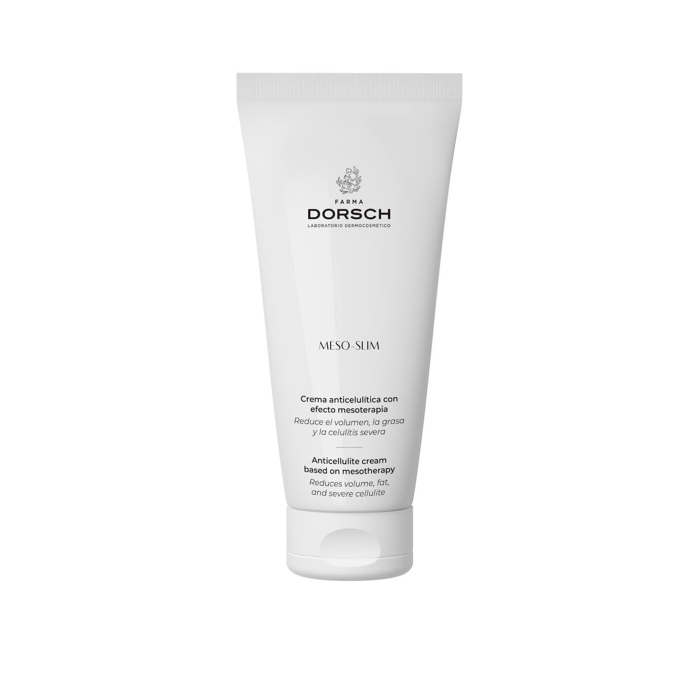 Crema anticelulítica Meso-Slim de Farma Dorsch (38,50 euros). Además de tener la función exfoliante añadida, actúa como los entrenamientos HIIT y horas después de su aplicación, sigue quemando grasa. Sin agujas, y gracias a su efecto exfoliante, compite con los tratamientos de mesoterapia en los que se inyectan en la piel activos lipolíticos. Un estudio clínico independiente así lo constata y amplía a cinco la lista de beneficios: reduce la celulitis más rebelde, tiene efecto drenante, ayuda a eliminar la grasa localizada, mejora la elasticidad y firmeza de la piel y activa la circulación.