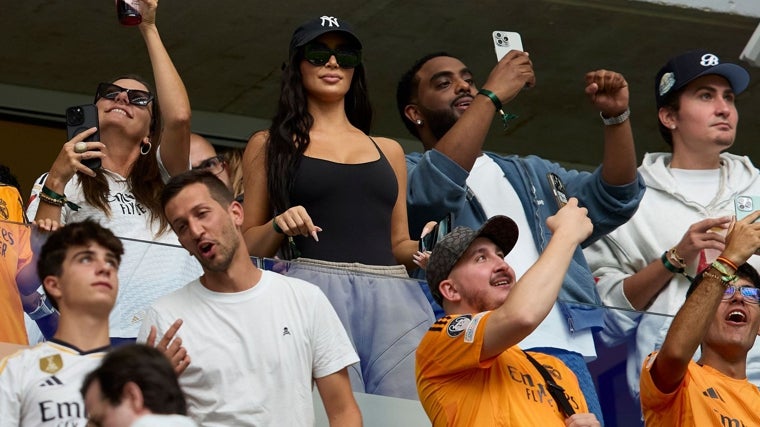 Kim Kardashian durante el partido del Real Madrid - Valladolid en el Santiago Bernabéu